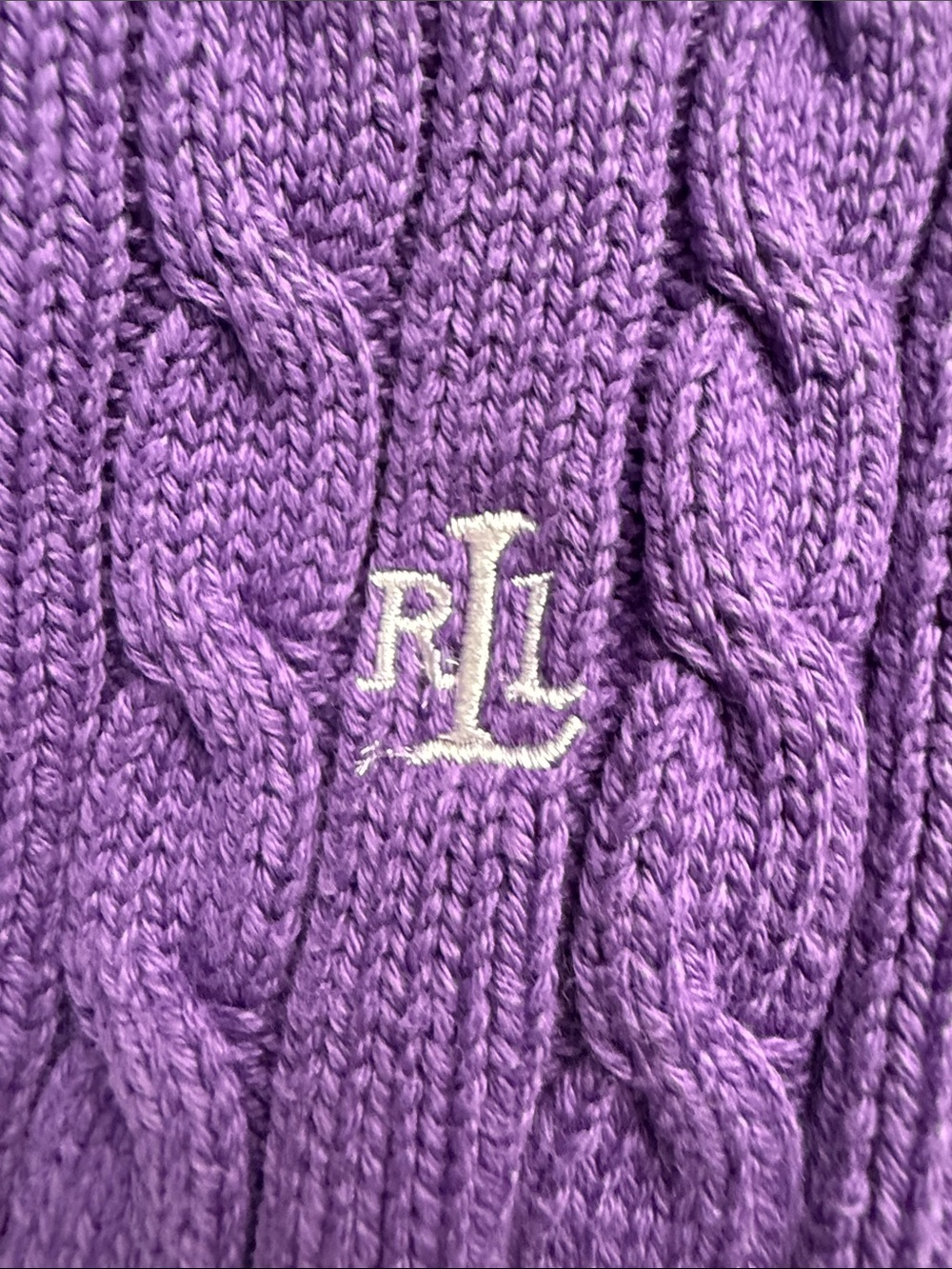 Ralph Lauren Purple Cable-Knit Crewneck Sweater - Picture 4 of 9